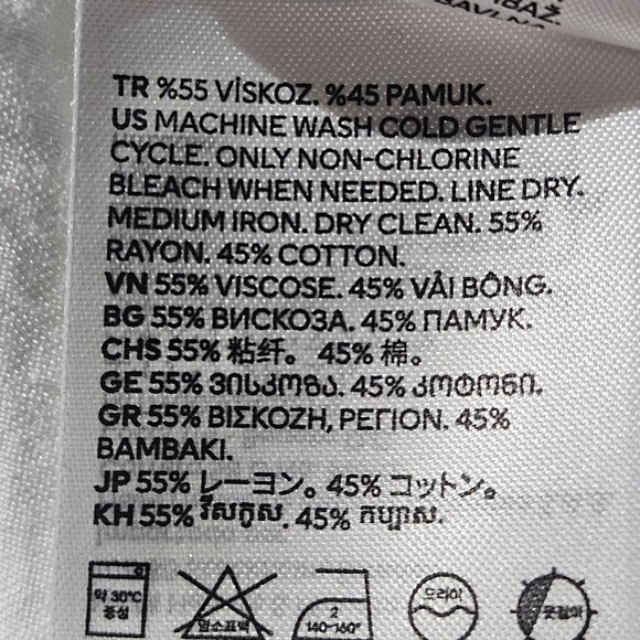 H&M Women L White V-Neck Blouse Relaxed Fit Clean Girl Minimalist Large - Picture 6 of 10